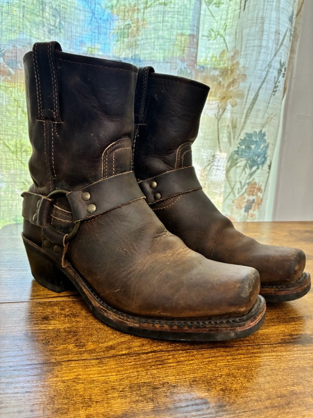 Frye Dark Brown Leather Harness Boots 7.5M
